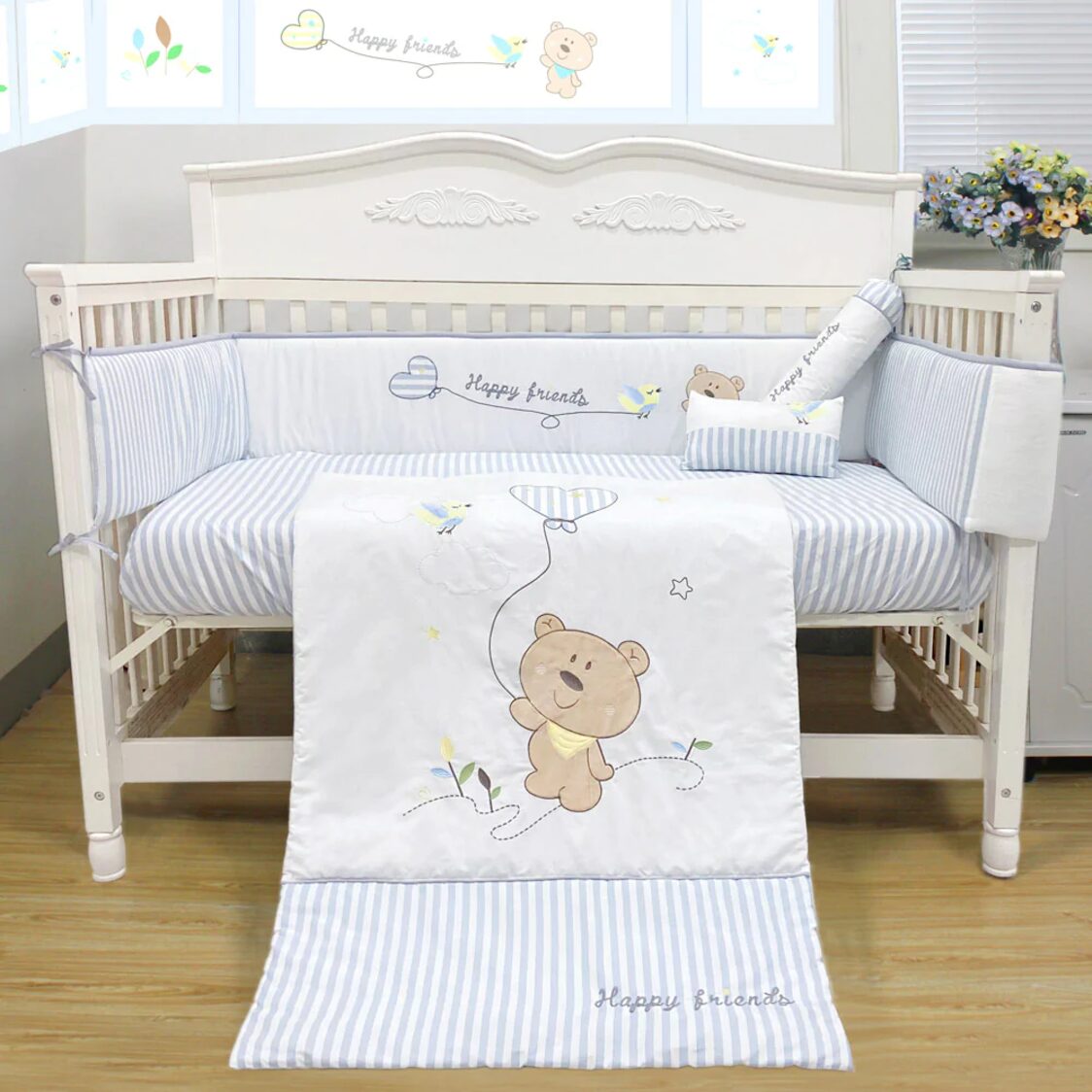 happy-cot-bedding-set-happy-friends-blue-5pcs-2740374