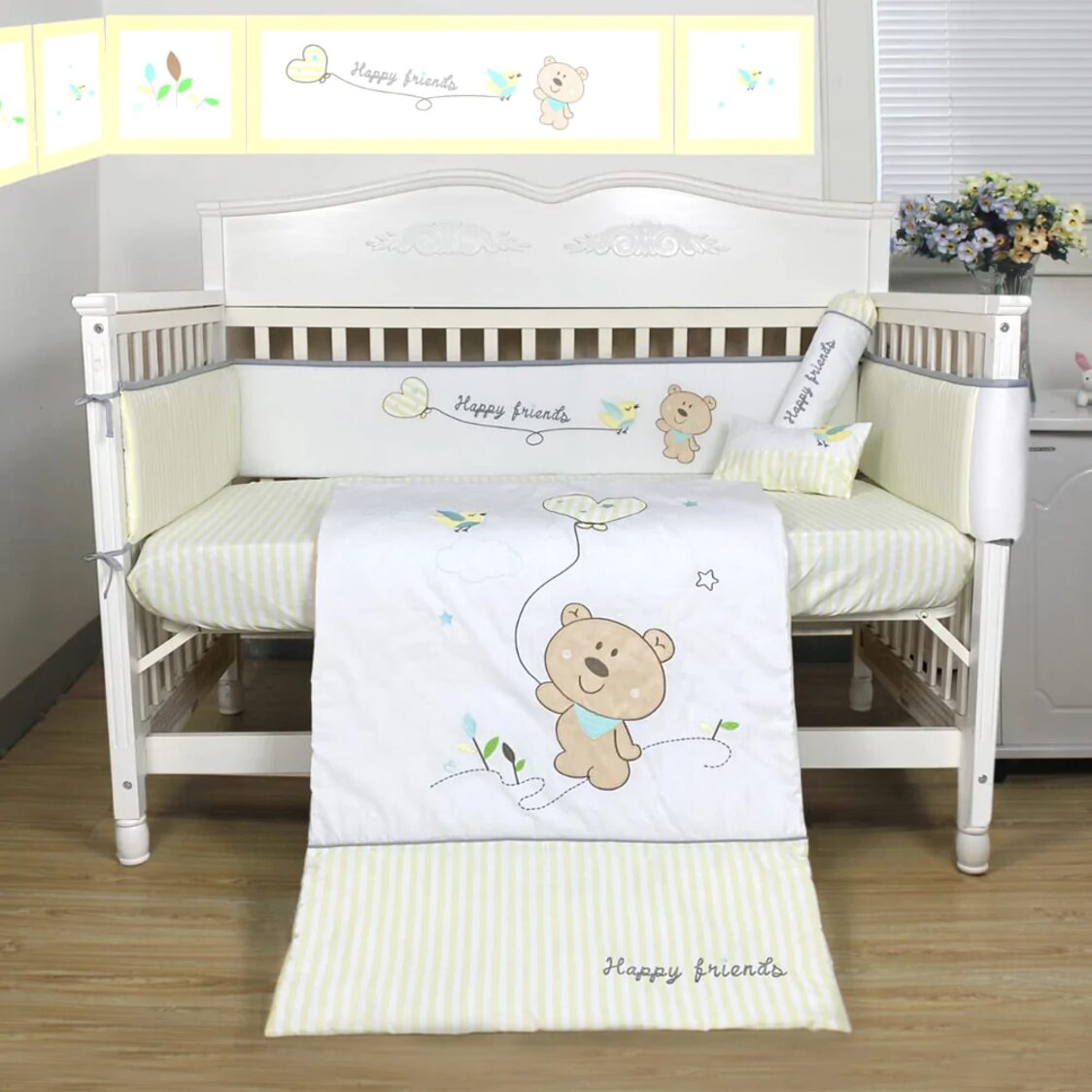 happy-cot-bedding-set-happy-friends-yellow-5pcs-2390987