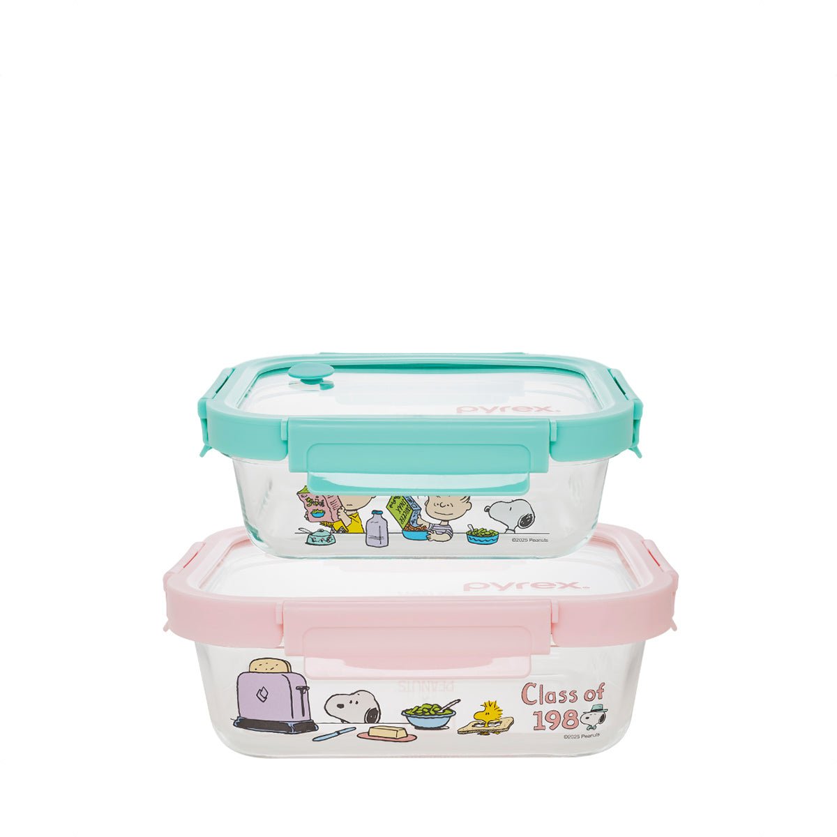 pyrex-2pc-rectangle-glass-storage-640ml-1050ml-snoopy-brunch-1362485