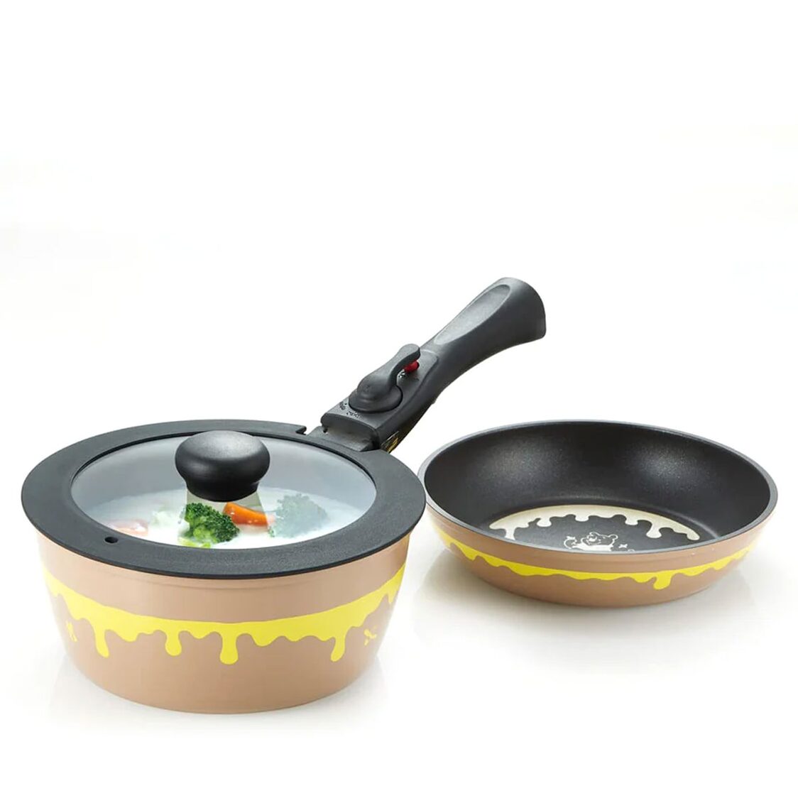 skater-winnie-the-pooh-ih-20cm-pot-20cm-fry-pan-with-detachable-handle-non-stick-diamond-coating-genuine-disney-product-2095540